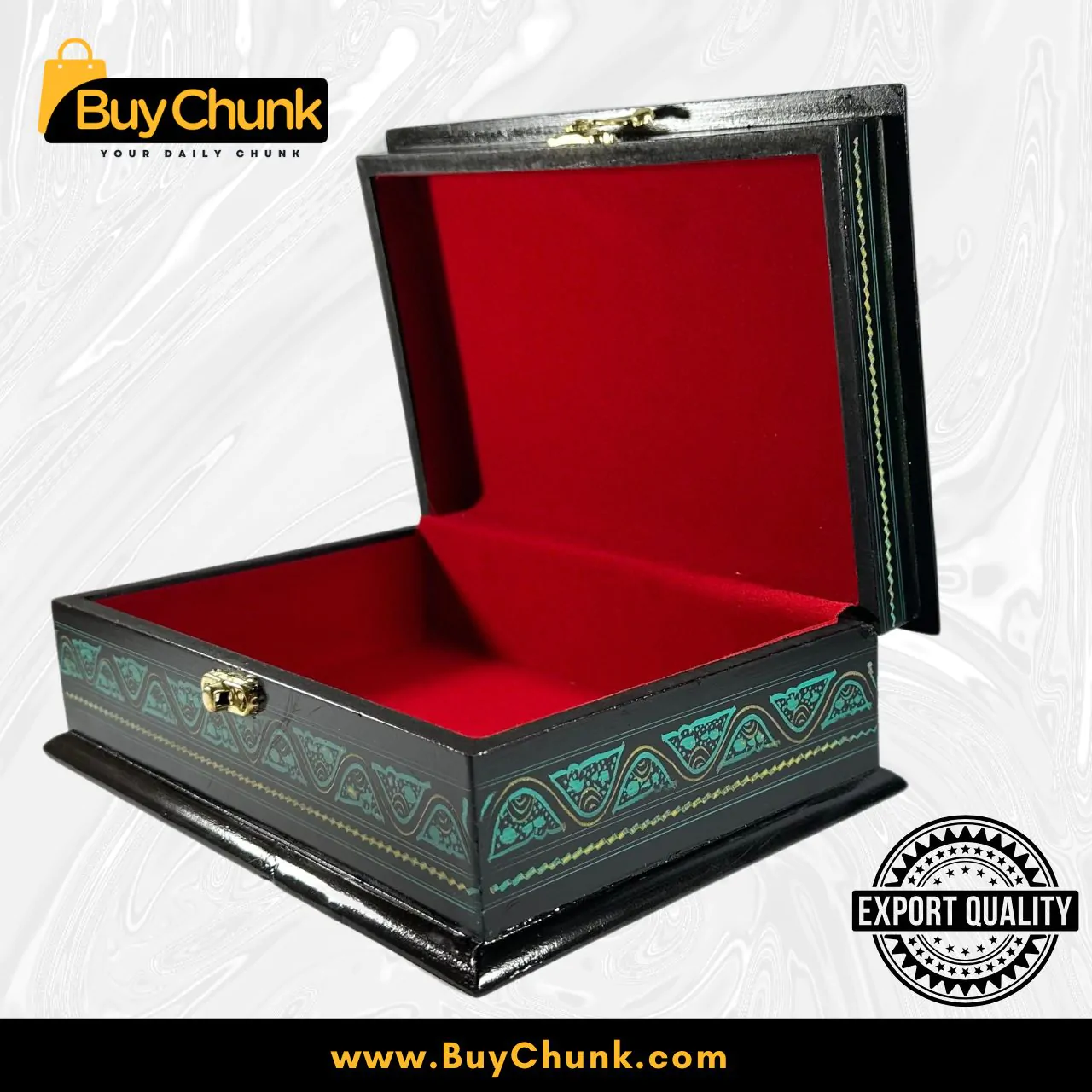 Exquisite Rose Wood Handmade Lacquer Art Jewelry Box | Size 9″x 6” | Mesmerizing Green Keepsake Case | Artisan Vanity Organizer Gift