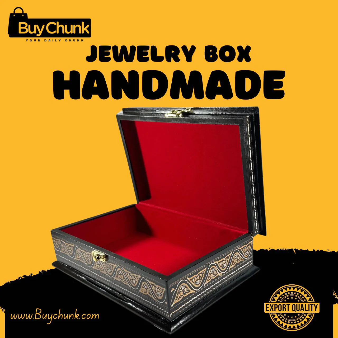 Opulent Rose Wood Handmade Lacquer Art Jewelry Box Sunstripe Motif | Size 9″x 6” | Magnificent Gold Keepsake Box | Elegant Bohemian Desk Storage