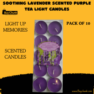 Home 145 purple lavender tea light candles in decorative holder for relaxing ambience