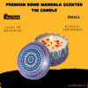 Premium Boho Mandala Scented Tin Candle with floral aroma design.