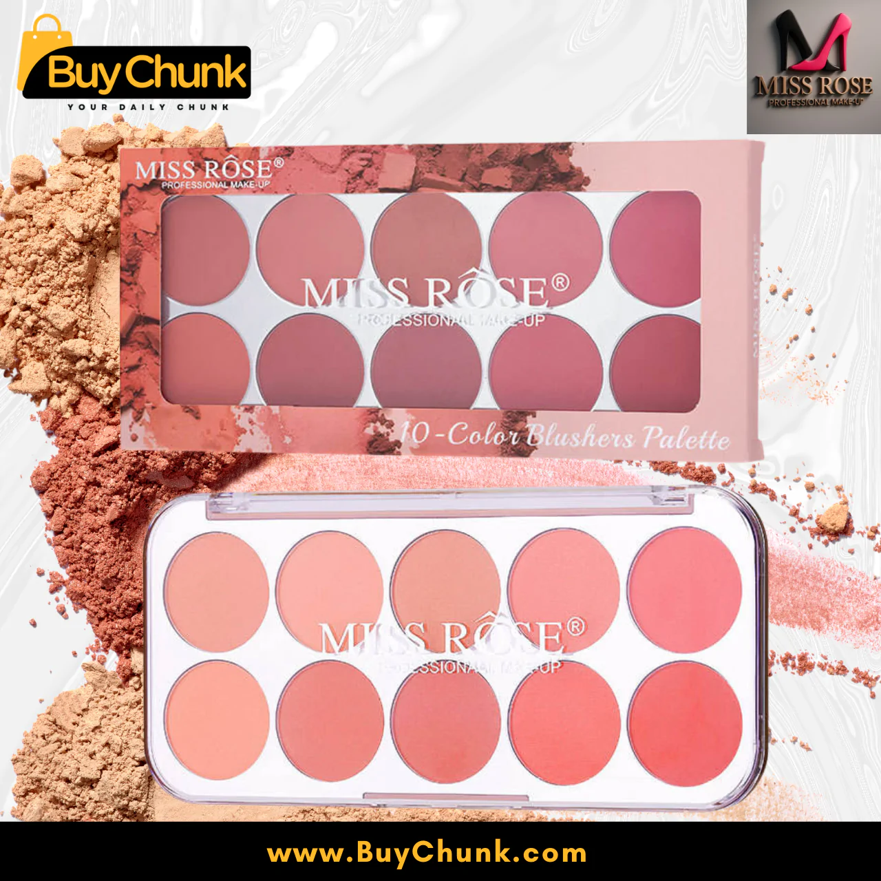 Miss Rose 10 Color Blusher Palette – Radiant Flush Pakistan