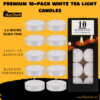 Pack of premium white tealight candles for décor and events