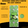set of green apple scented tea light candles on table
