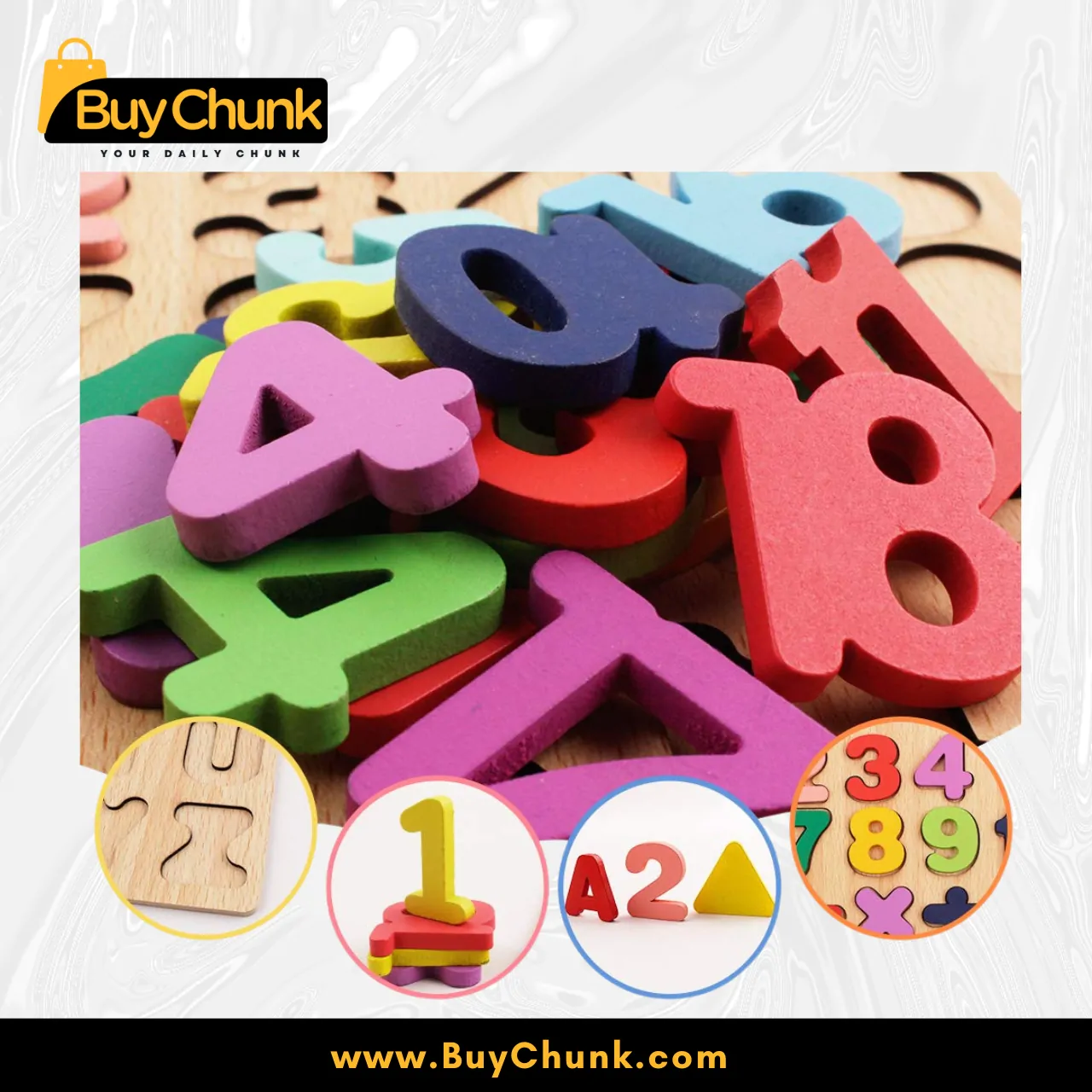 2-Pack Large Wooden Learning Puzzle Bundle for Kids | Size – 11.6″ | Capital Letters & Basic Shapes | Educational Toy Set
