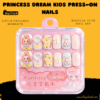 princess dream kids press-on nails set with pink and glitter design