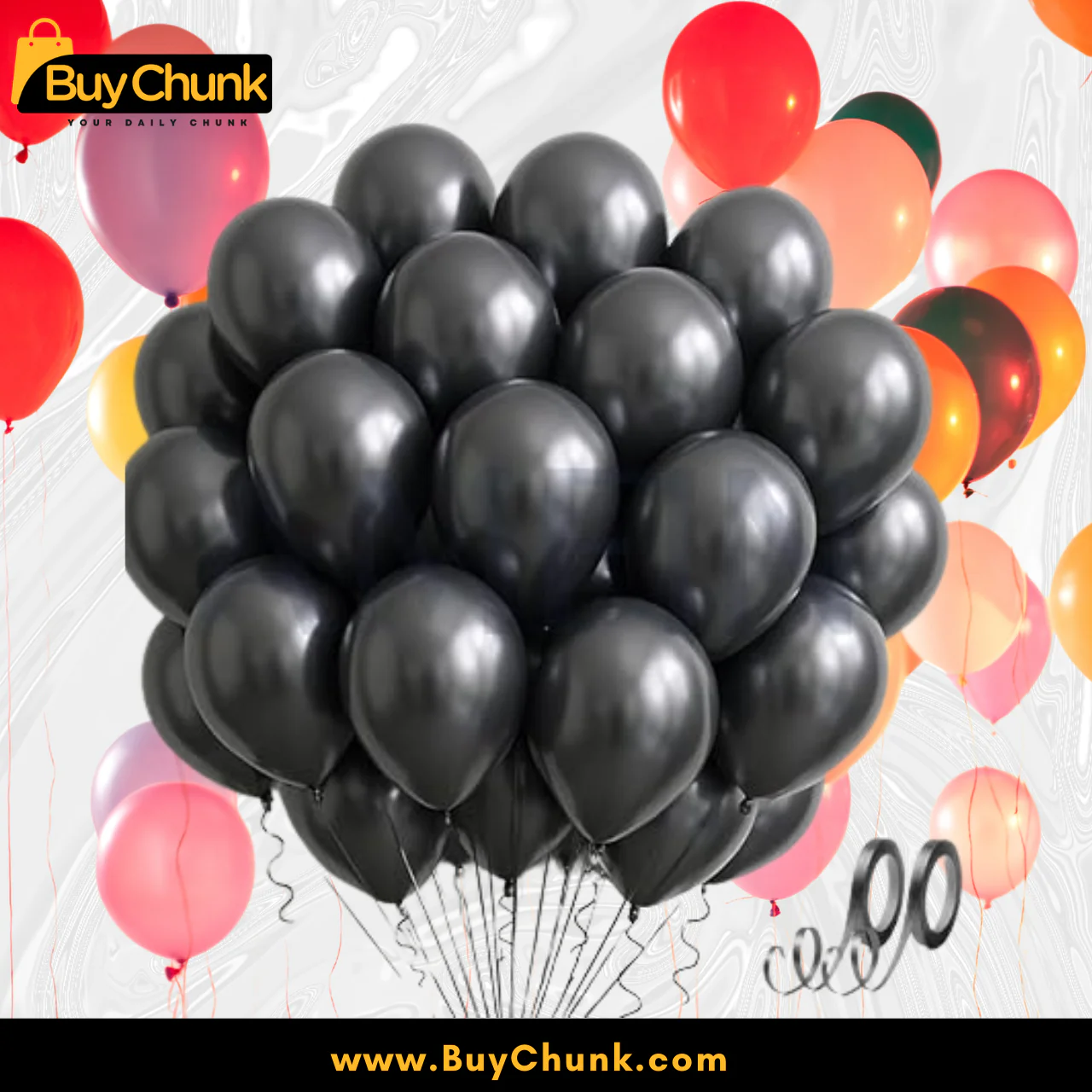 Metallic Latex Chrome Balloons in Black Pack of 25 | Sleek, Shiny & Perfect for Glamorous Party Decor
