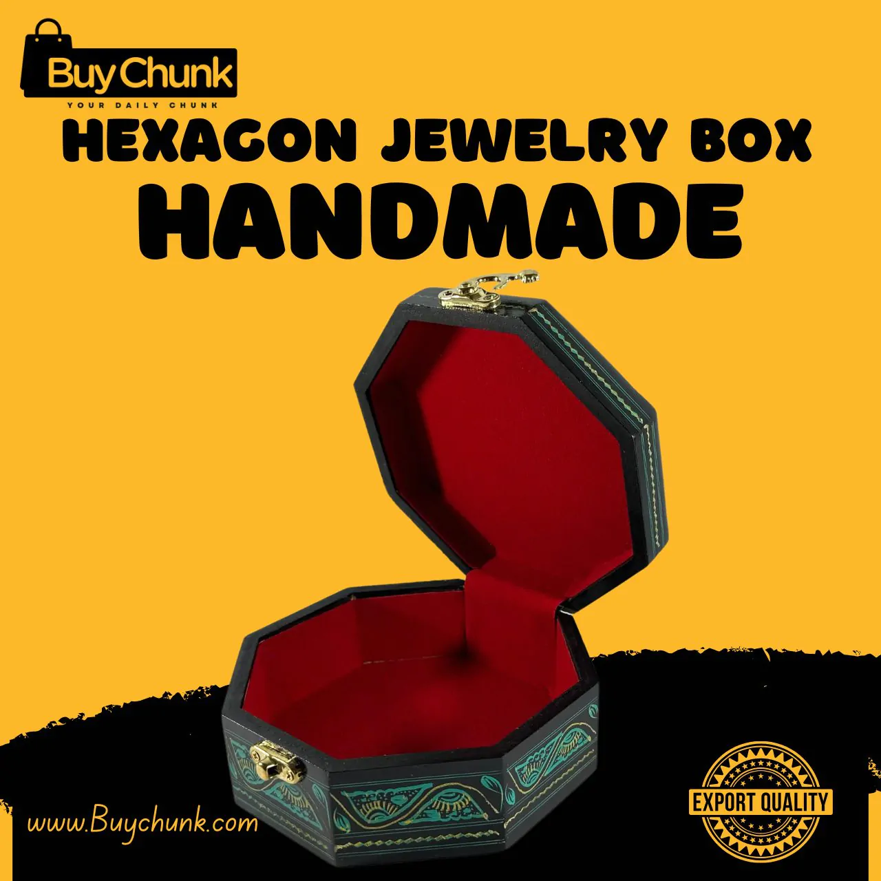 Captivating Octagon Shape Handmade Lacquer Art Jewelry Box Emerald Segmented Bloom | Size 5 X 5