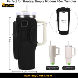 person wearing black tumbler bag crossbody outdoors