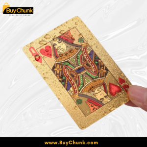 Full deck of golden dollar luxury playing cards fanned out stylishly