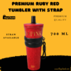Red Tumbler with Anti-Slip Strap Handle | Leakproof 700ML Insulated Cup with Straw 6 Red tumbler with anti-slip strap handle shown upright, bright modern finish.