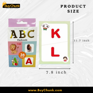 Close-up of alphabet cards showing clear letters and kid-friendly visuals