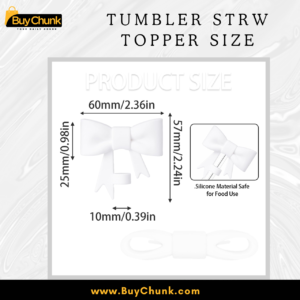 Close-up of soft silicone white bow topper detail