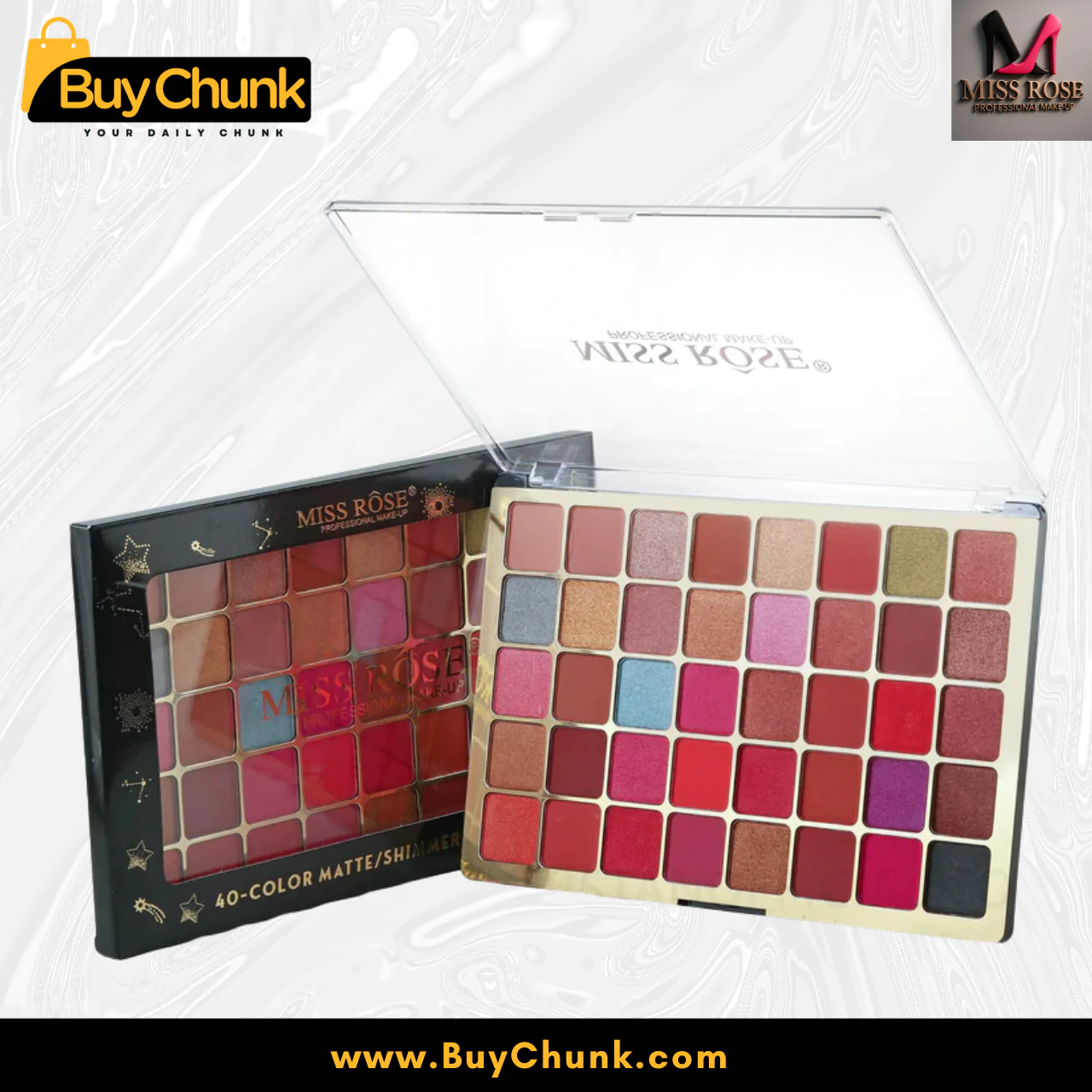 Miss Rose 40 Color Matte and Shimmer Eyeshadow Kit | Trendy, Affordable