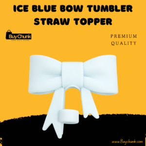 Elegant ice blue bow straw topper for tumbler drinks.