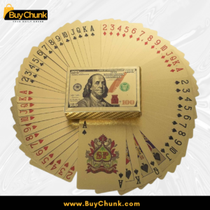 Close-up of gold foil finish on luxury playing cards