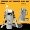 Front view of premium grey sling tumbler bag for daily use