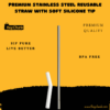 Stainless steel reusable straw with white silicone tip for comfortable daily sipping