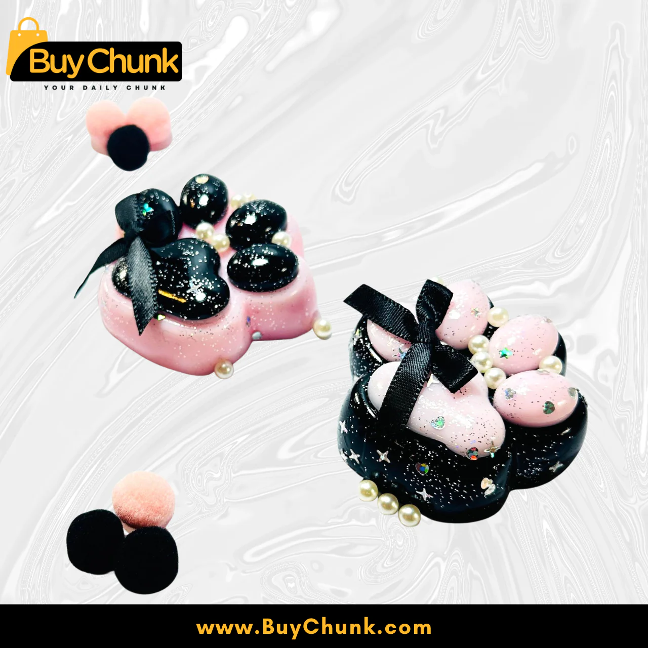 Pack of 2 Adorable Paw Print Squishy Toys | Cute, Sparkly & Perfect for Stress Relief & Joyful Play | Size – 5cm X 6cm