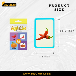 Sample vegetable cards showing clear pictures and easy English words