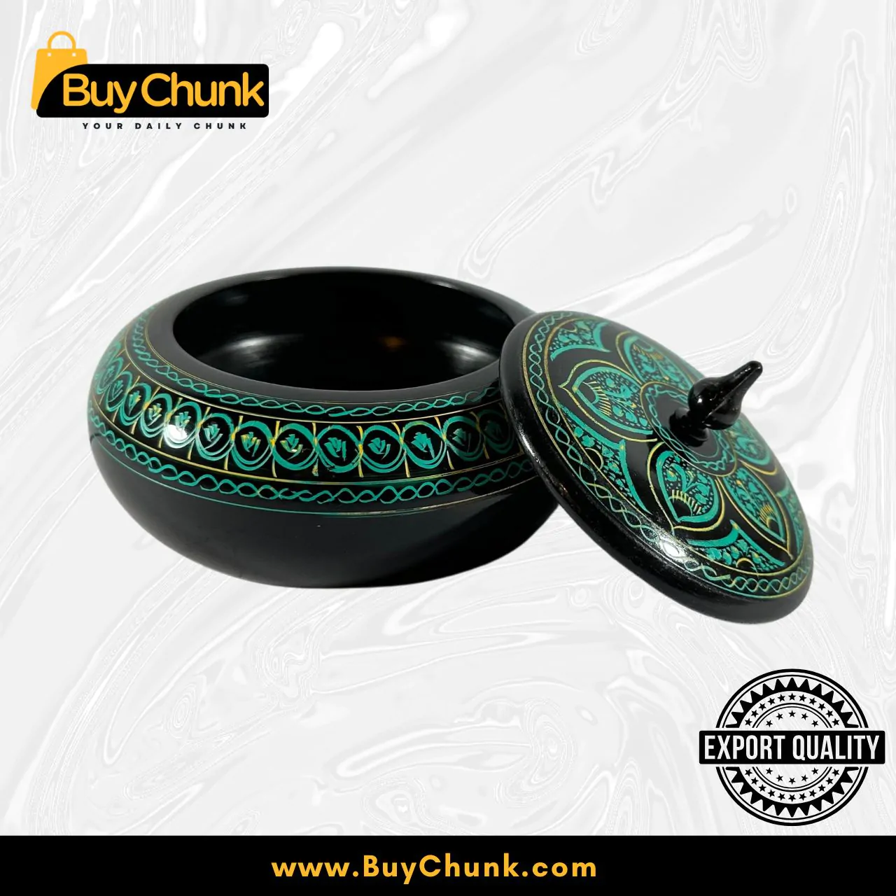Handmade Lacquer Art Powder Jewelry Box | 17.5 Inches | Green