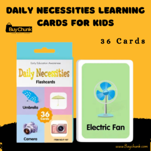 Front view of everyday vocabulary learning cards for kids flashcards set