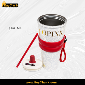 White tumbler held in hand showing stable, comfortable anti-slip strap.