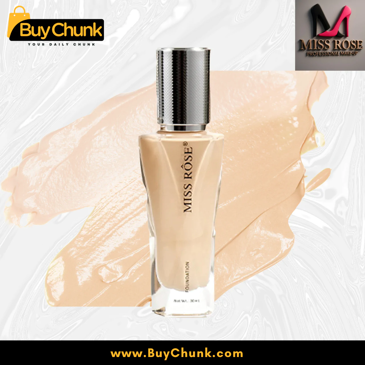 Miss Rose Liquid Foundation And Crystal Ice Strong Concealer Ivory 6 