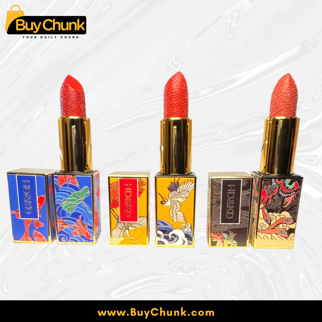 HD&KD Matte Lipstick Pack of 3 Shades 1, 2, 3 | Smooth Matte Finish | High Pigmented | Floral Case Lipstick