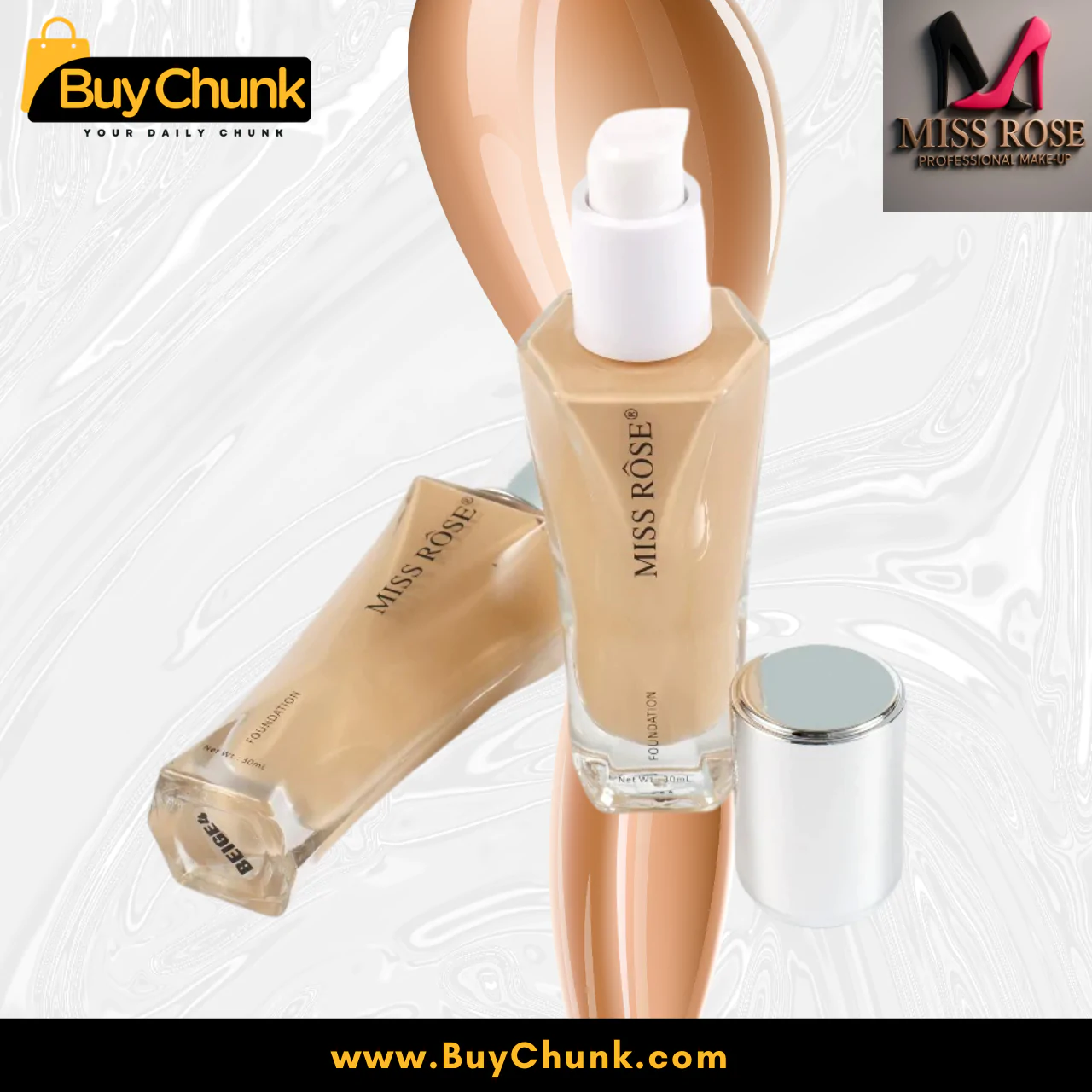 Miss Rose Liquid Foundation And Crystal Ice Strong Concealer Fair