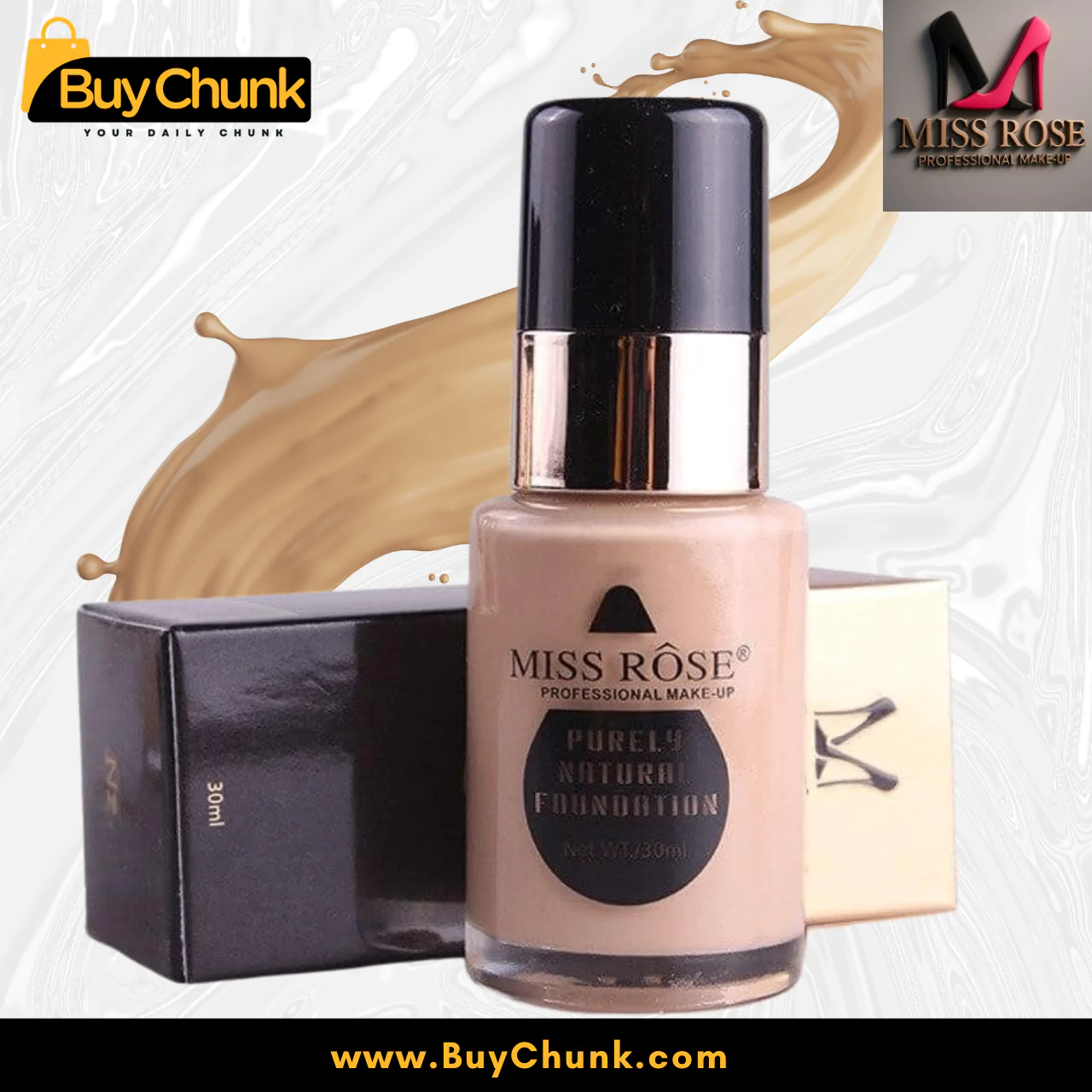 Miss Rose Purely Natural Foundation Fair: Humidity-Proof Perfection for All Skin Types