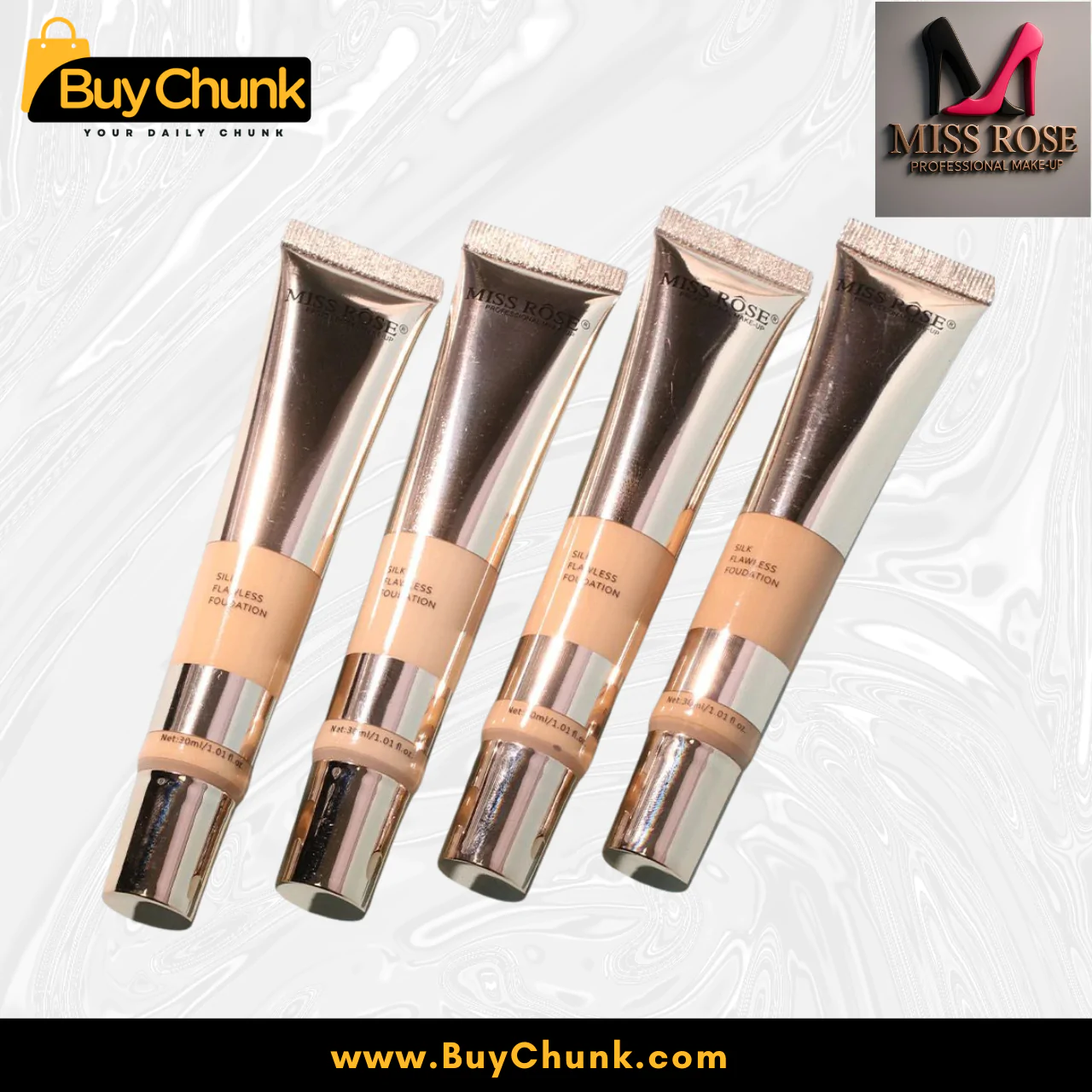 Miss Rose Silk Flawless Foundation | Affordable & Long-Lasting Full Coverage | Natural