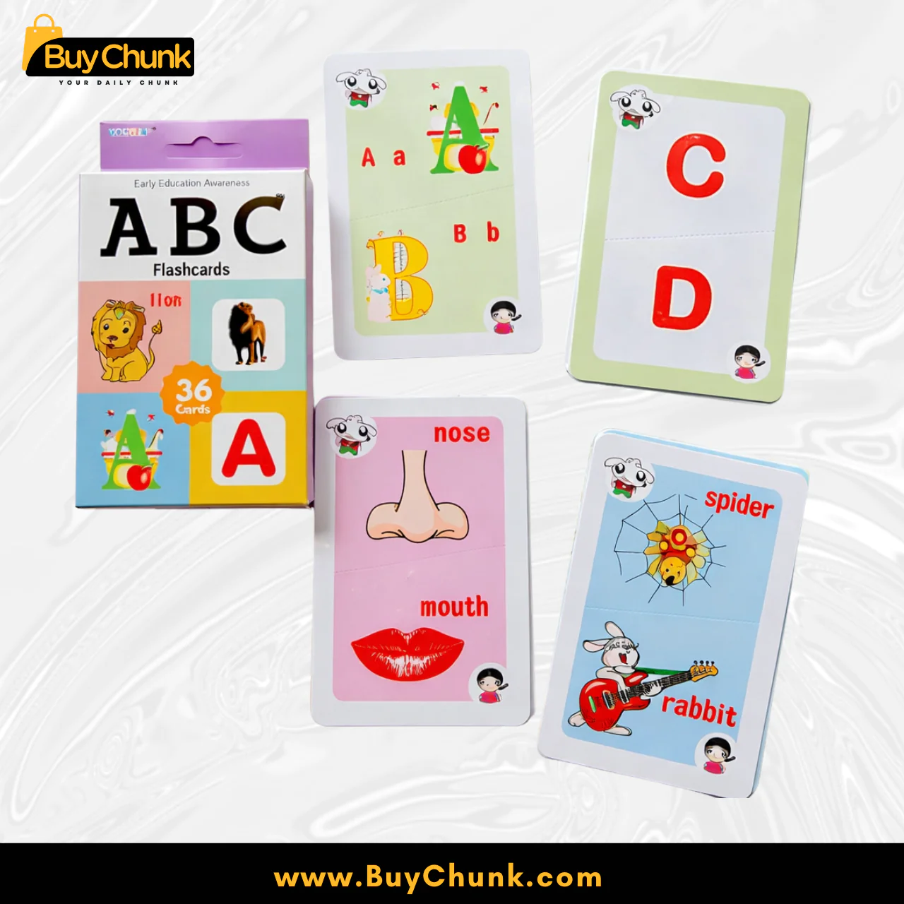 ABC Learning Cards for Kids | 36 Alphabet Learning Cards for Toddlers | Alphabet Flashcards