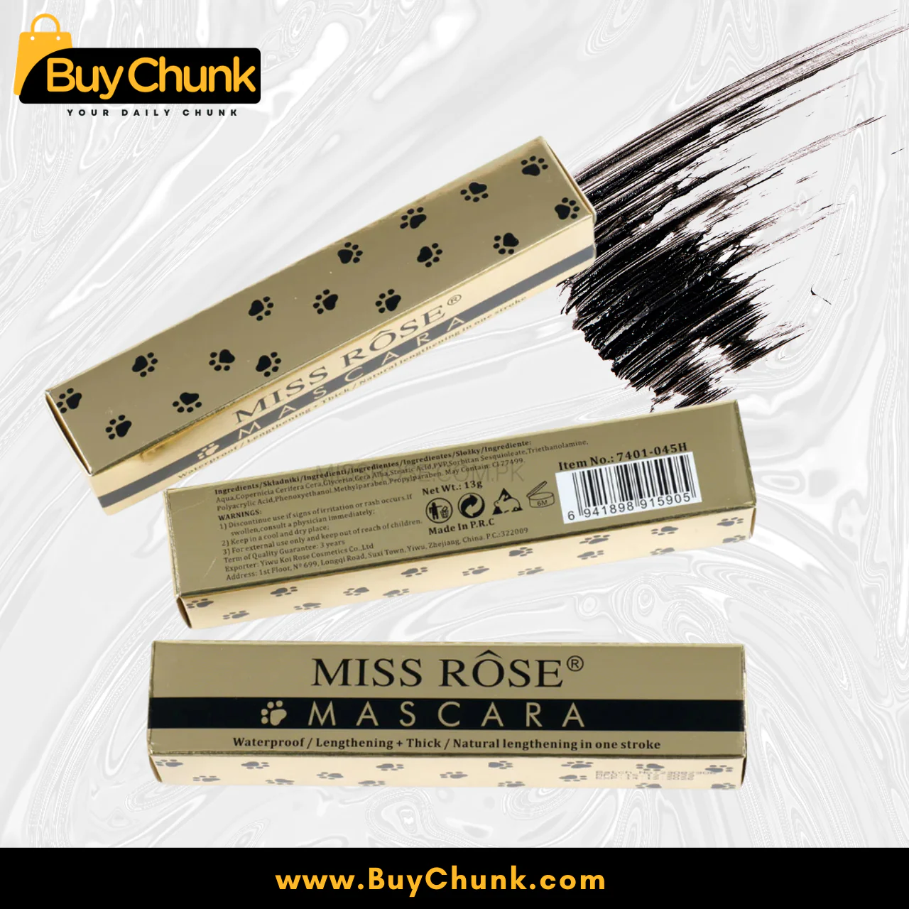 Miss Rose Mascara Panther Design | Long-Lasting, Waterproof, Bold, Volumizing & Glamorous for Lash-Defining Drama!
