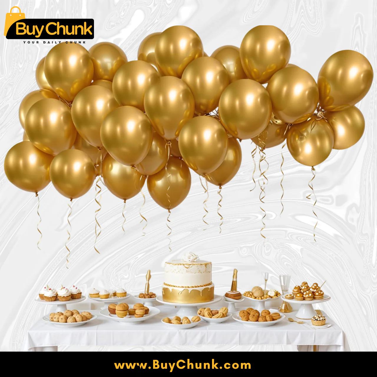 Metallic Latex Chrome Balloons in Golden Pack of 25 | Luxurious, Shiny & Perfect for Glamorous Celebrations