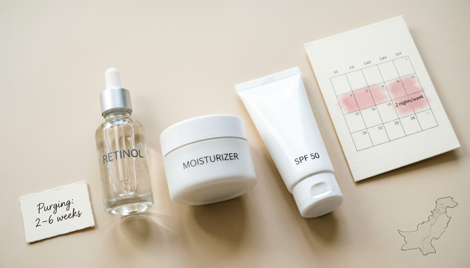 Retinol for beginners in Pakistan guide with frequency and moisturizer pairing