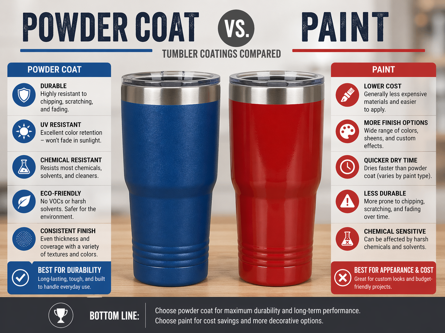 stainless steel tumbler authenticity coating guide powder coating vs paint