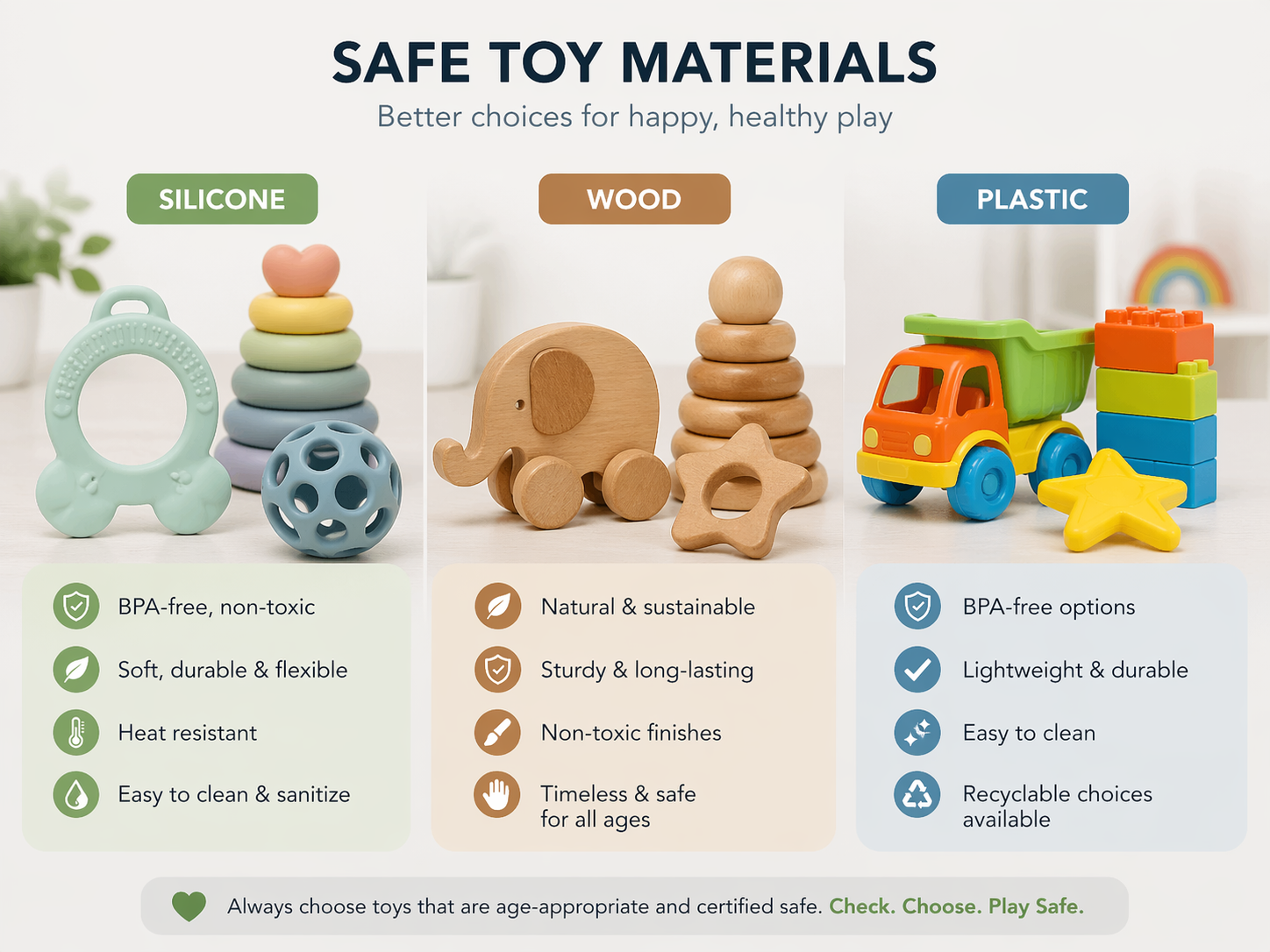 Toy safety buying guide materials silicone wood BPA-free plastic