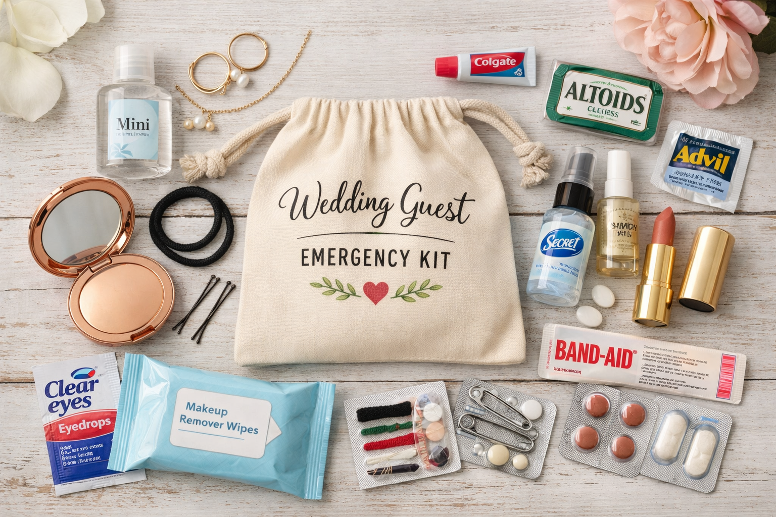 wedding guest prep timeline emergency pouch items