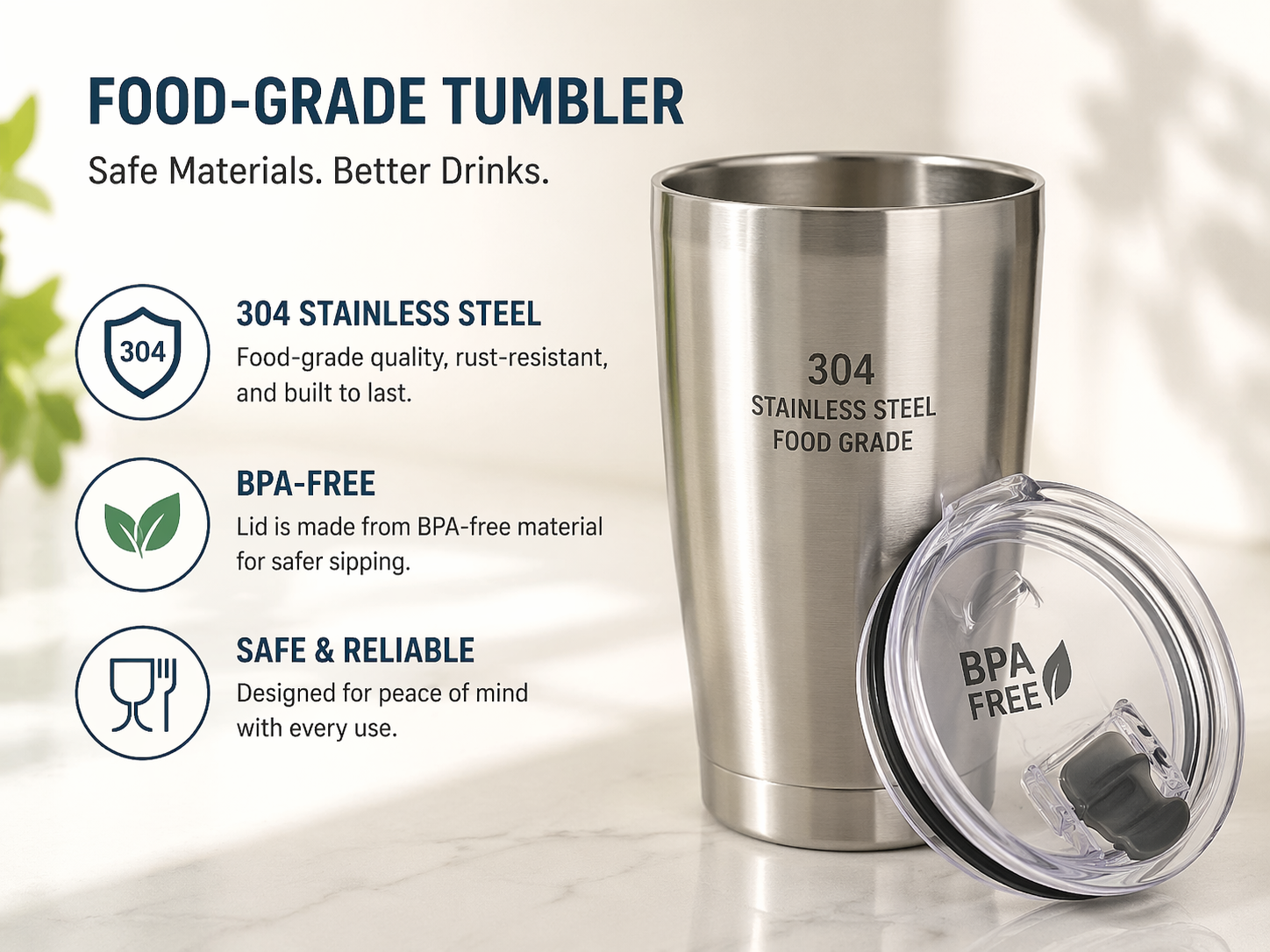 Safe online buying in Pakistan food-grade tumbler 304 BPA-free