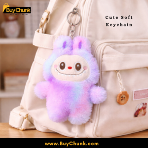 Alternative view of Labubu Pastel Pink Plush Bag Charm Soft Toy Keychain | Plush Bag Charm for Girls and Kids