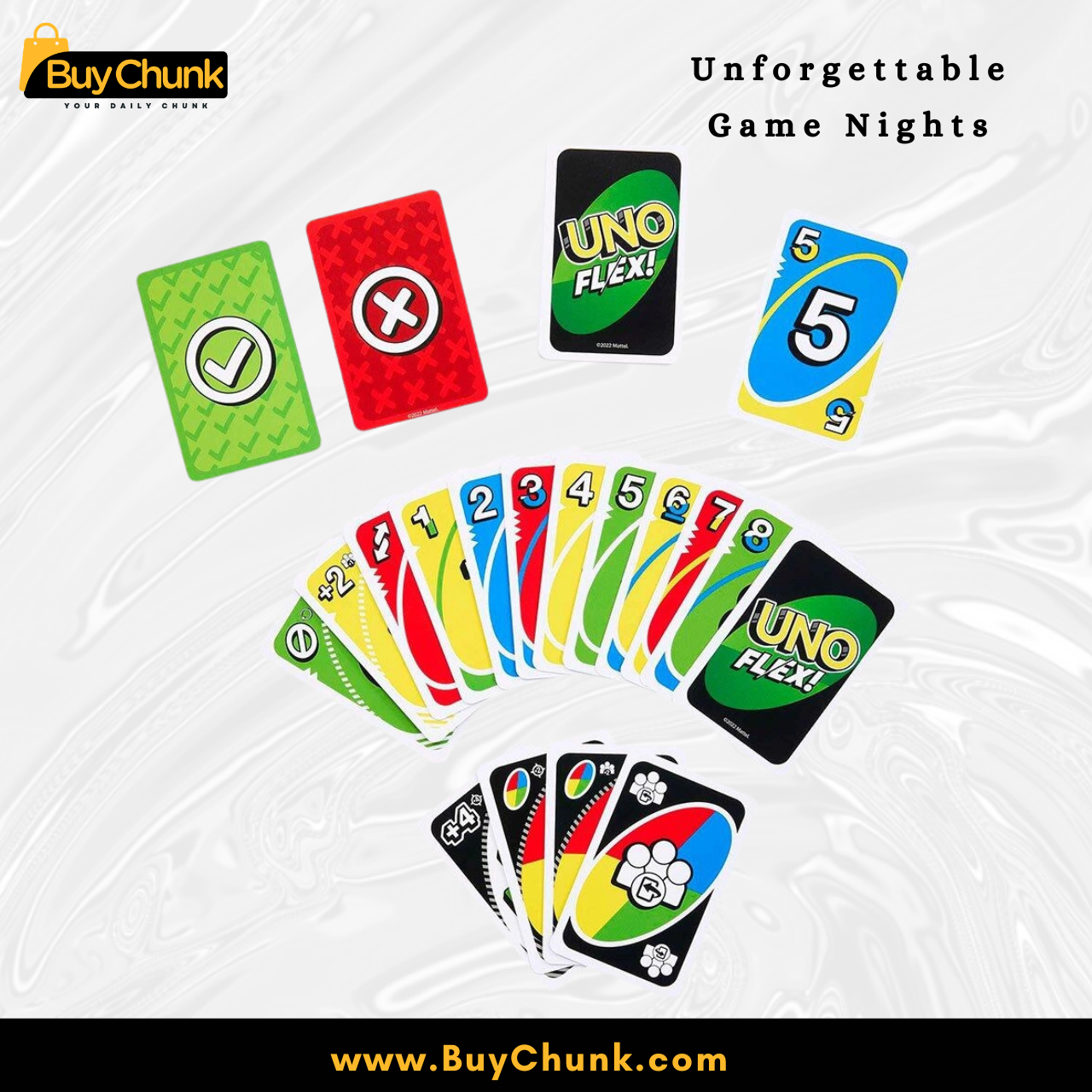 UNO Flex Card Game 112 Playing Cards | Imported Quality | Fast Paced Family Fun Game for Kids & Adults 2 Full UNO Flex Card Game 112 Playing Cards deck fanned out