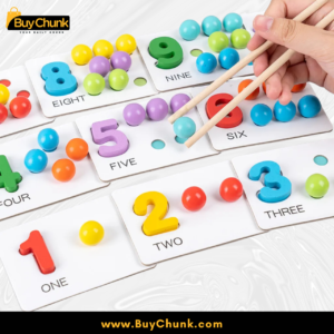 Close-up of colourful beads for counting and quantity matching