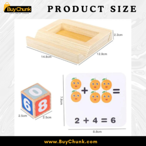 Wooden maths learning kit packed neatly for easy storage and travel