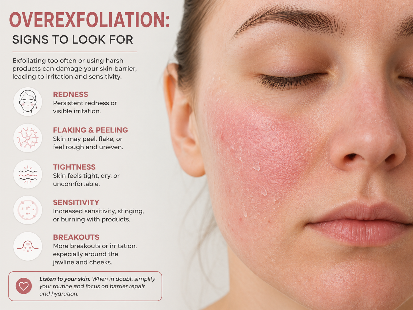 Signs of over exfoliation for Vitamin C, Retinol, Acids & Niacinamide compatibility