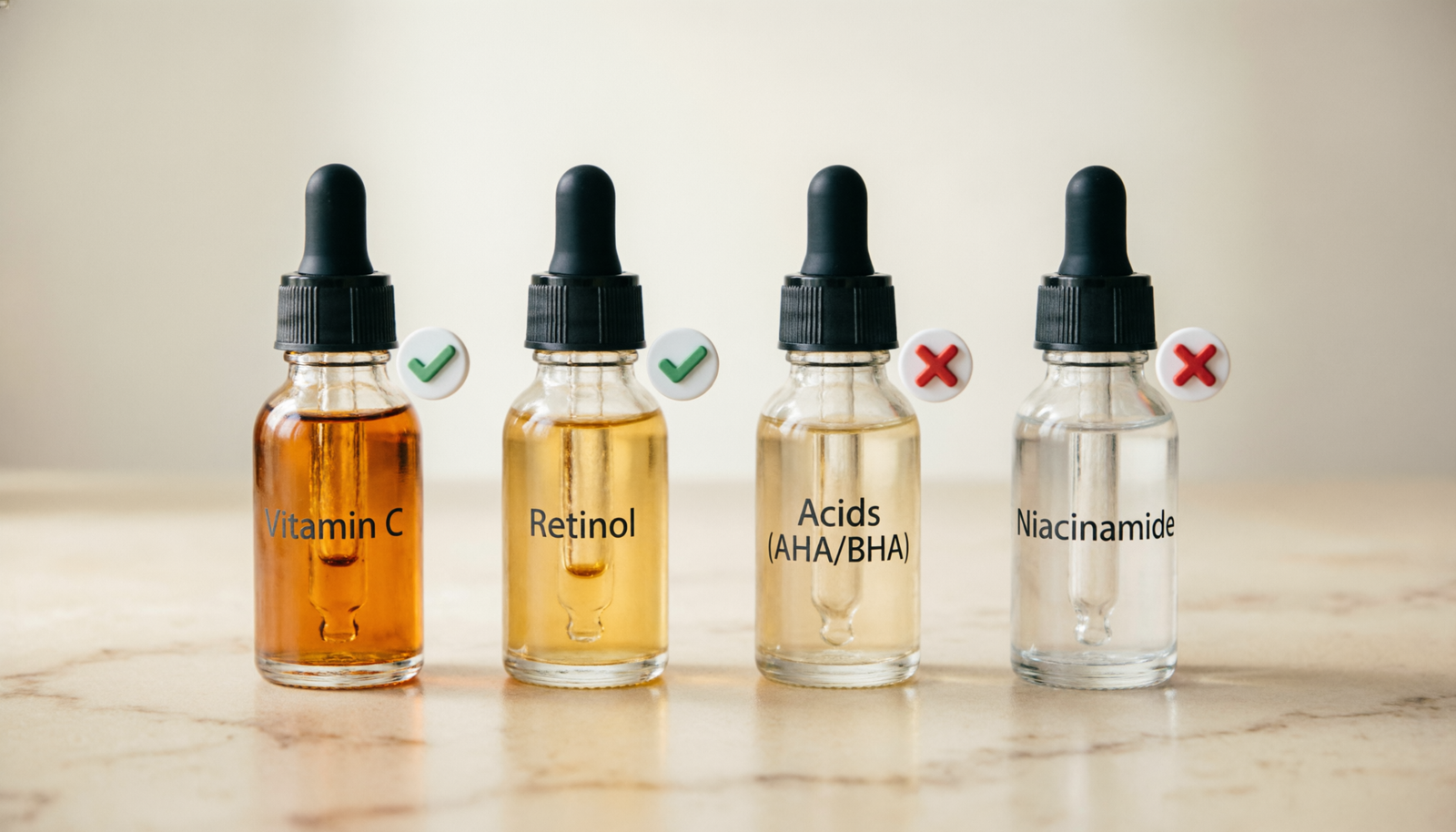 Vitamin C, Retinol, Acids & Niacinamide compatibility guide Pakistan
