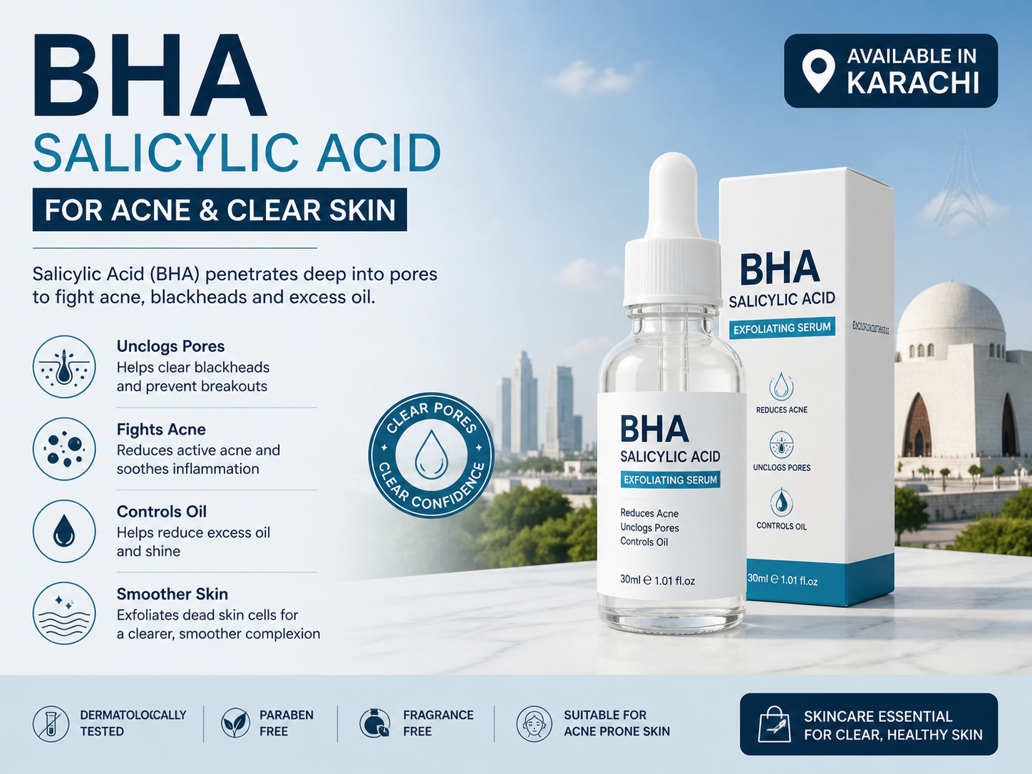 AHA vs BHA BHA salicylic acid for oily acne prone skin in Pakistan