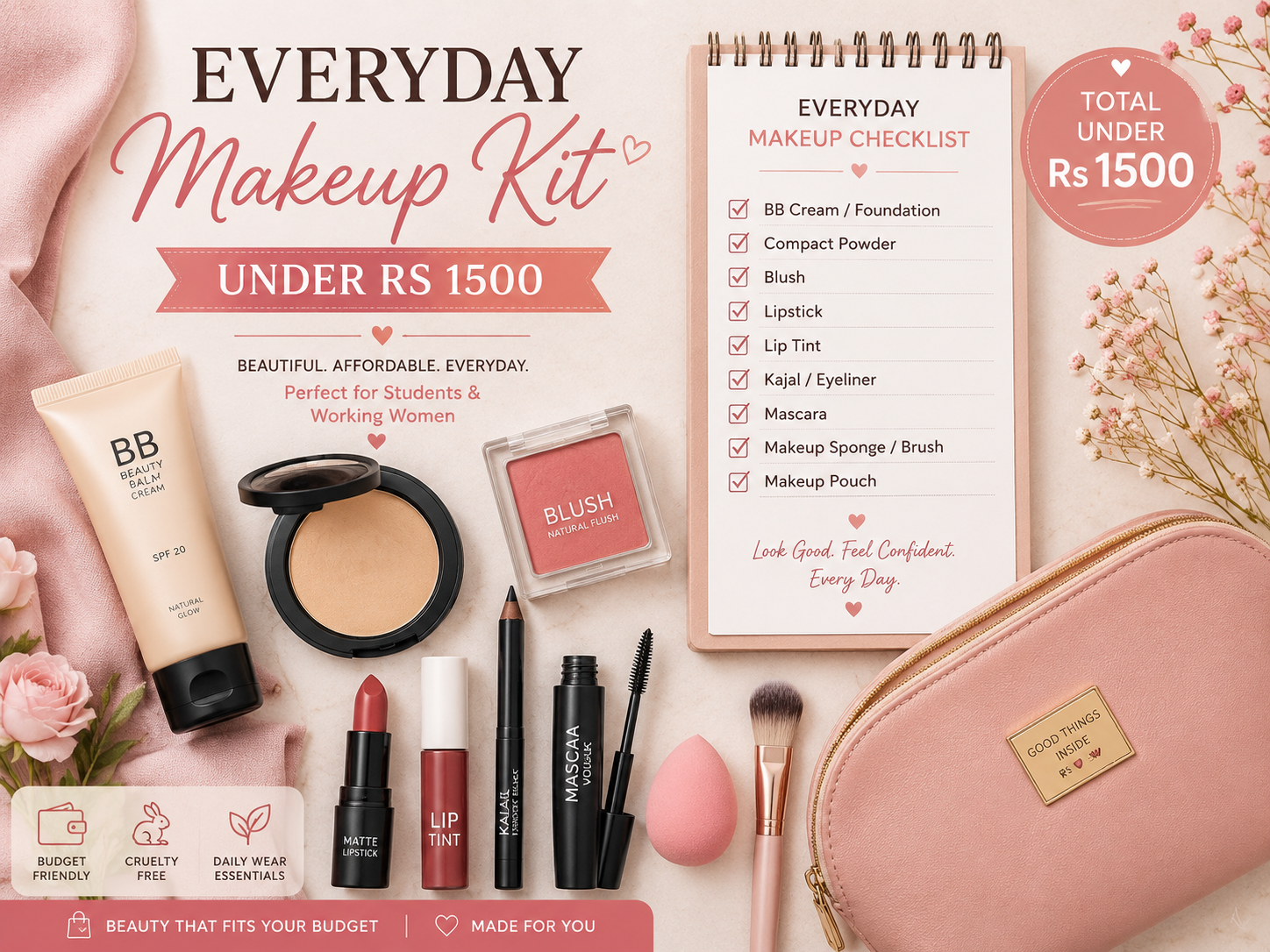 Best Makeup Under Rs 1500: Everyday Kit for Students & Working Women (Pakistan) 4 Checklist of best makeup under Rs 1500 for students and working women