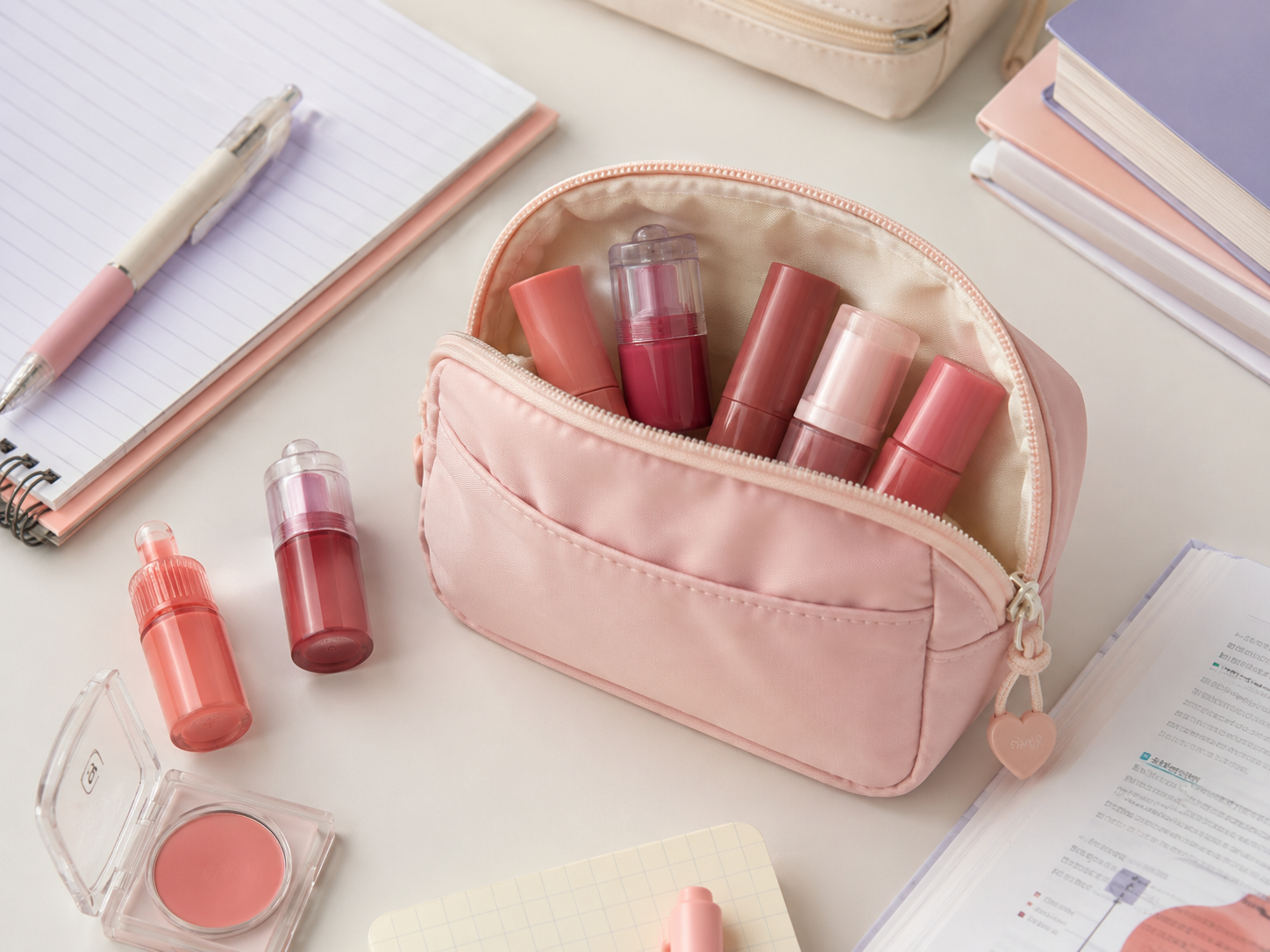 Lip tints and cheek tints mini for student makeup bag