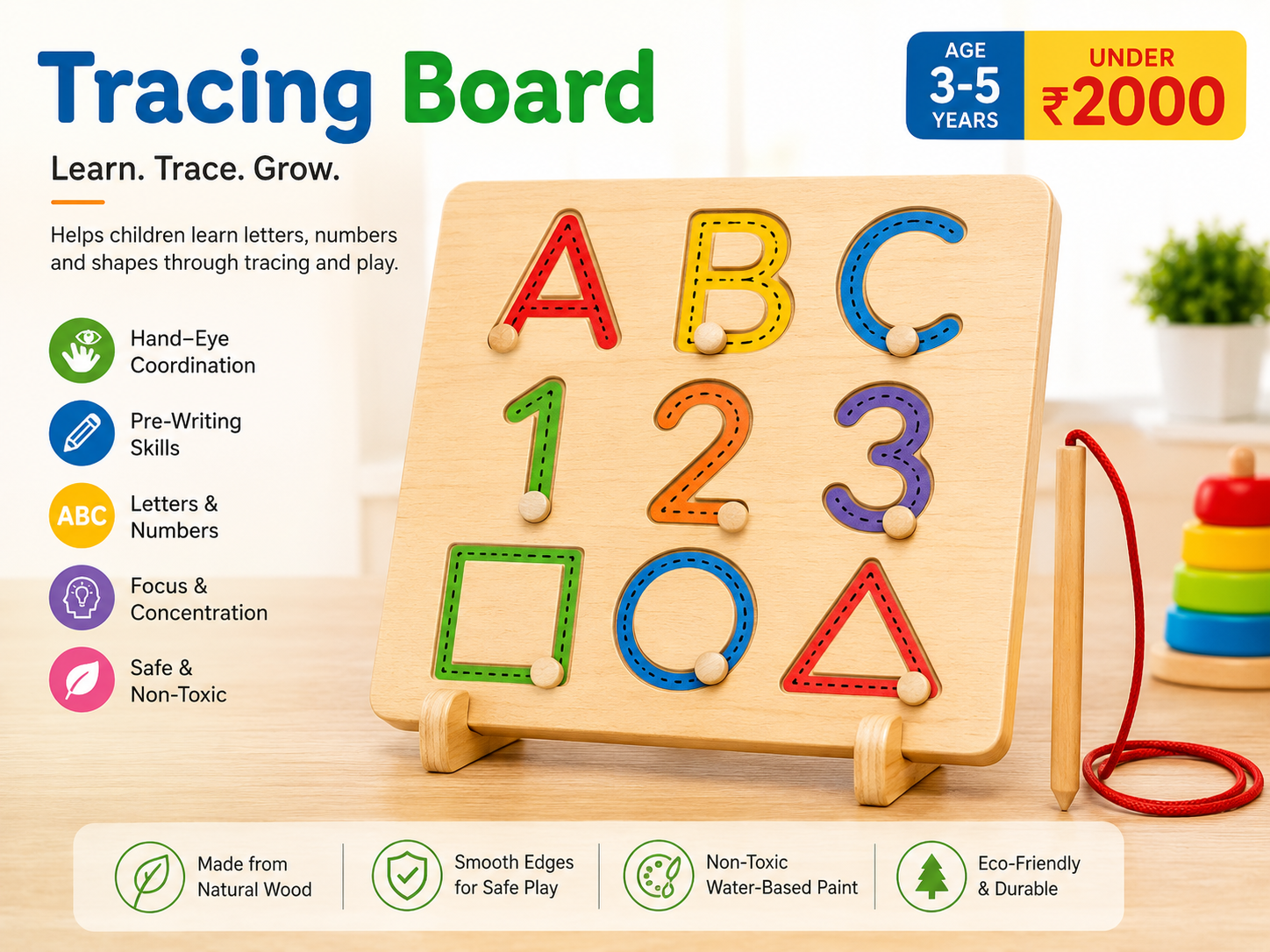 Educational Toys Under Rs 2000 for ages 3–5 tracing board