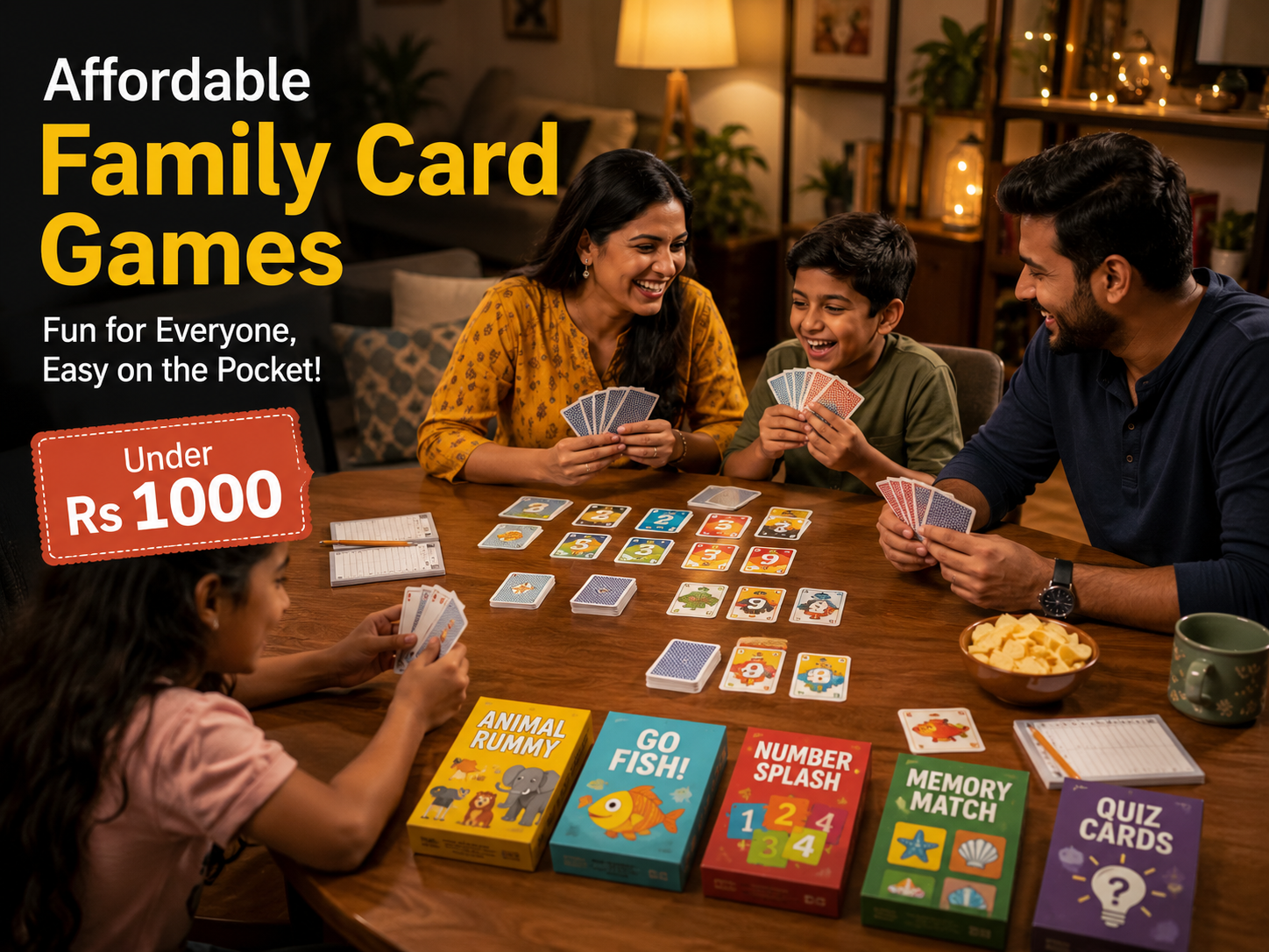 Family playing Card Games Under Rs 1000 at home in Pakistan